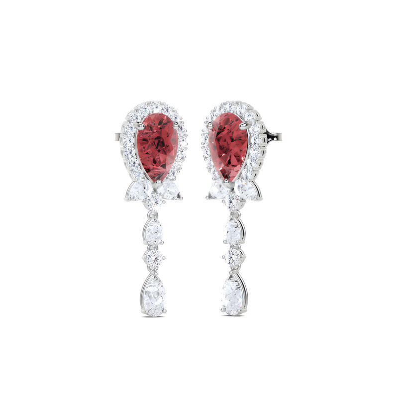 Ruby Pear Cut and White Diamond  High Jewellery Earrings