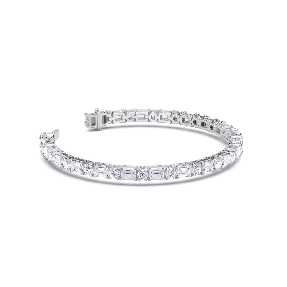 Emerald and Round Cut White Diamond Bracelet