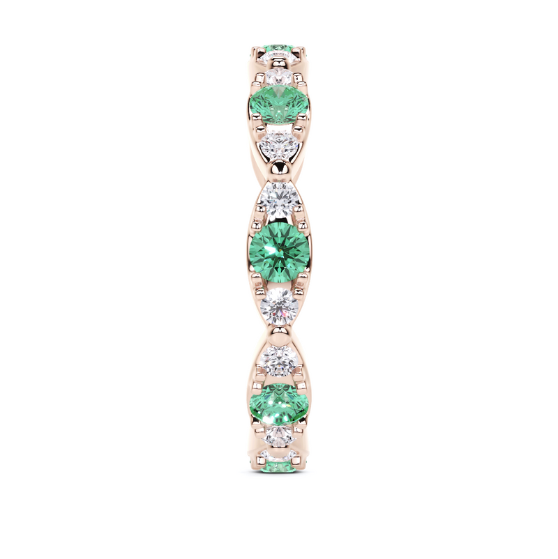 Emerald and White Diamond Navette Ring