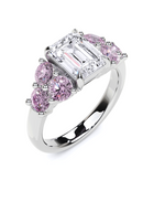 Emerald Cut White Diamond and Fancy Pink Diamond High Jewellery Ring