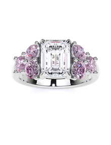 Emerald Cut White Diamond and Fancy Pink Diamond High Jewellery Ring