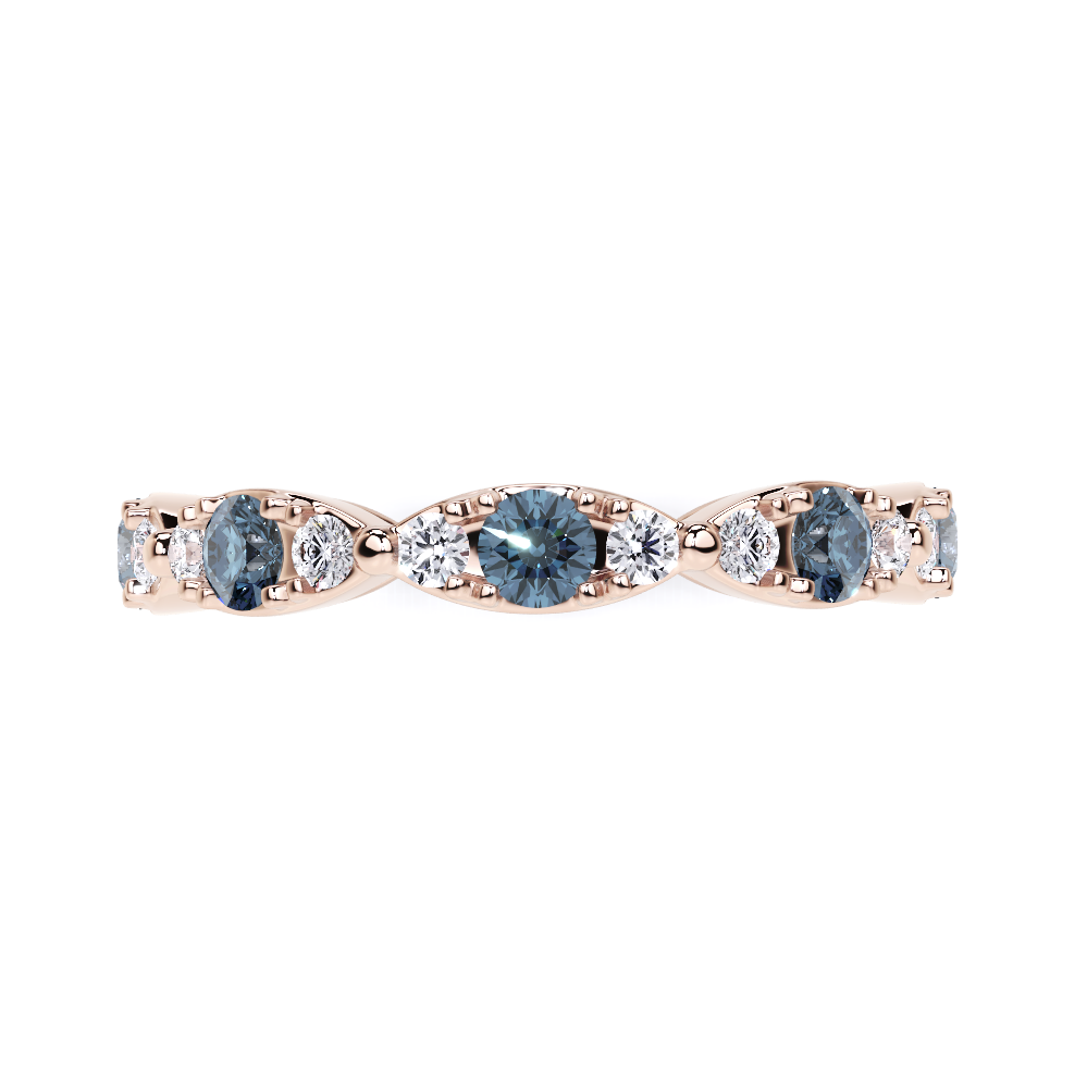 Aqua Blue and Diamond Navette Ring