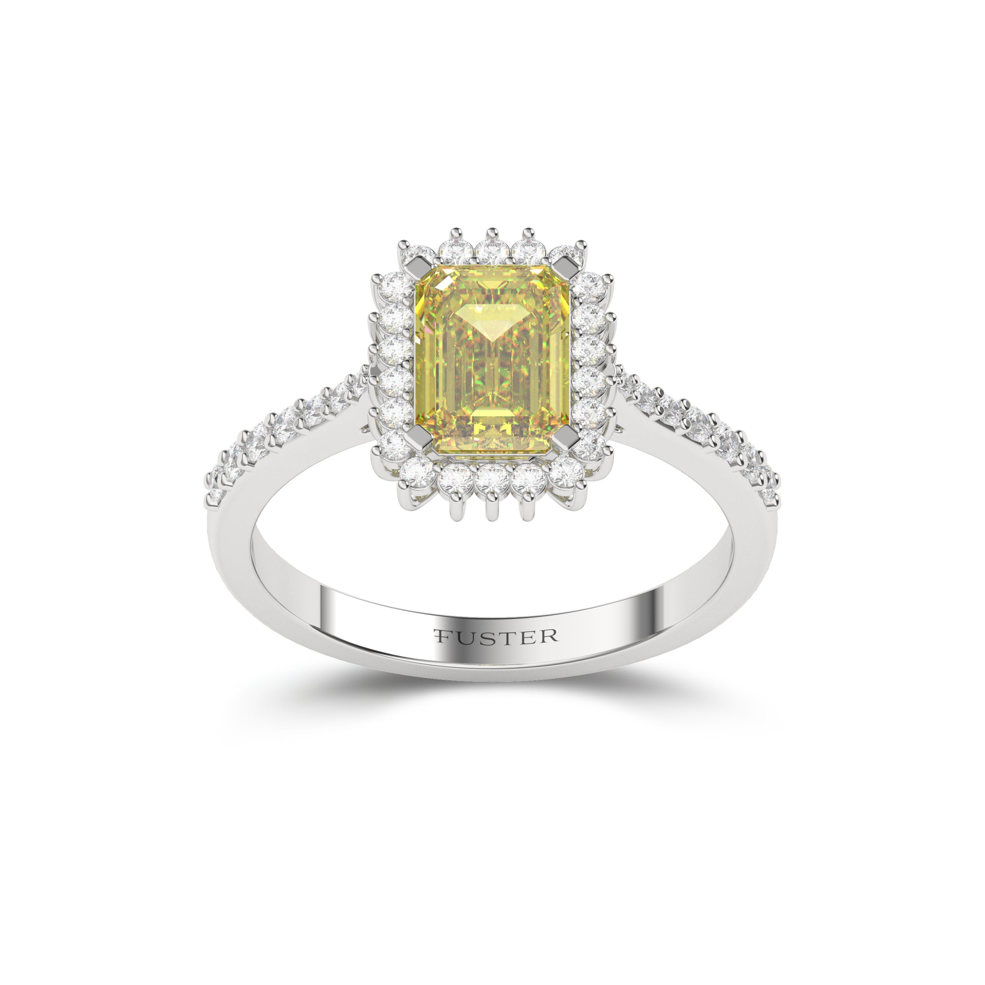 Emerald Cut Yellow Diamond Engagement Ring