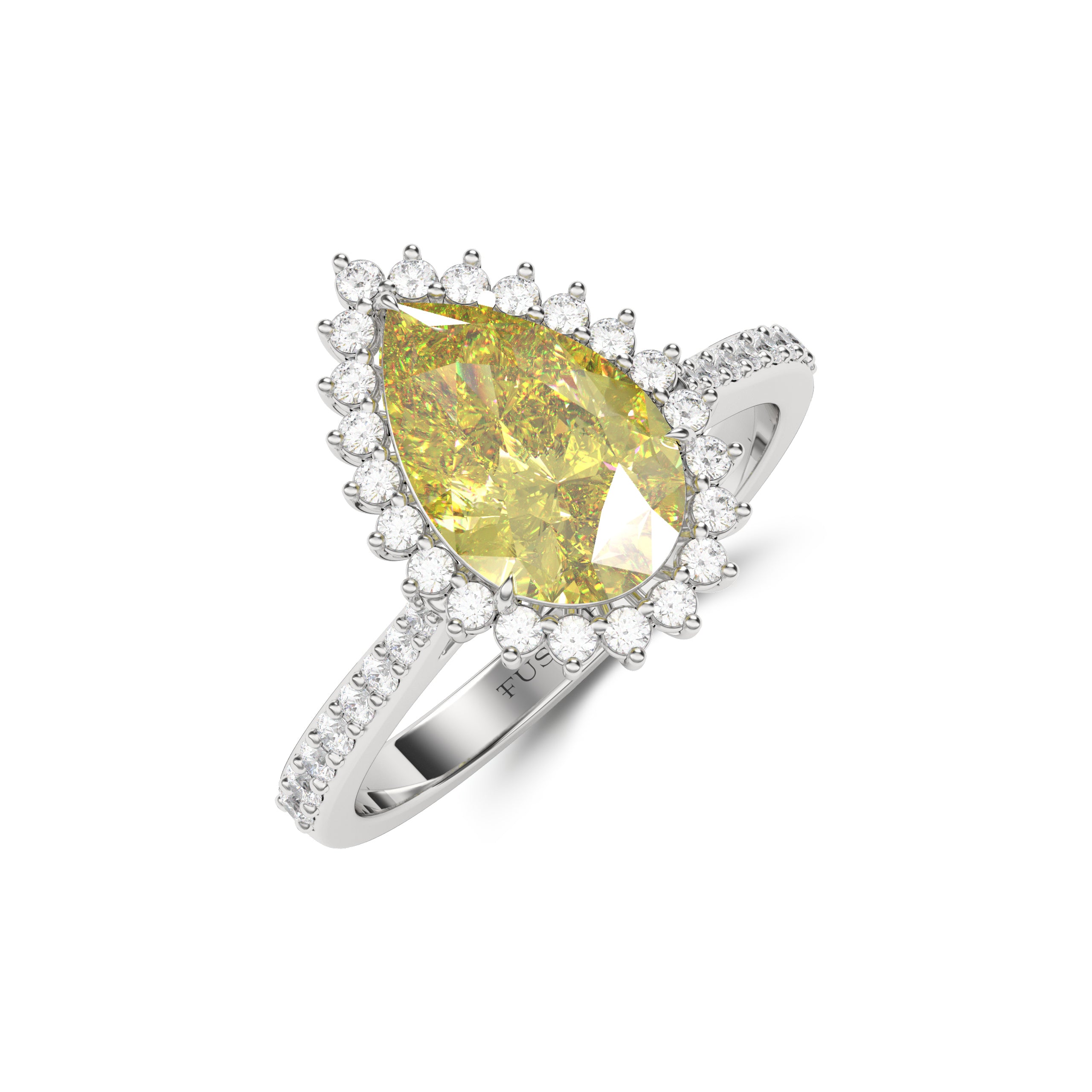 Icon Pear Shape Yellow Diamond and White Diamond Engagement Ring