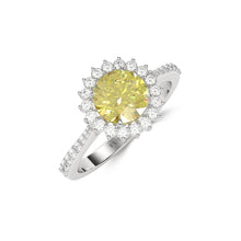 Icon Round Cut Yellow Diamond and White Diamond Engagement Ring