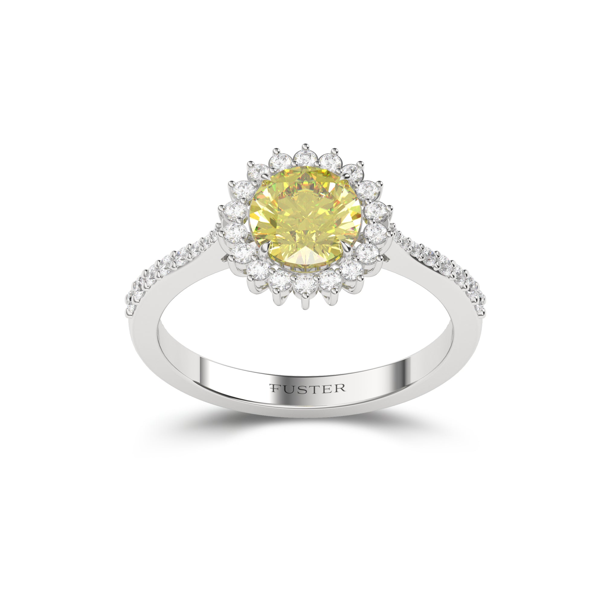 Icon Round Cut Yellow Diamond and White Diamond Engagement Ring