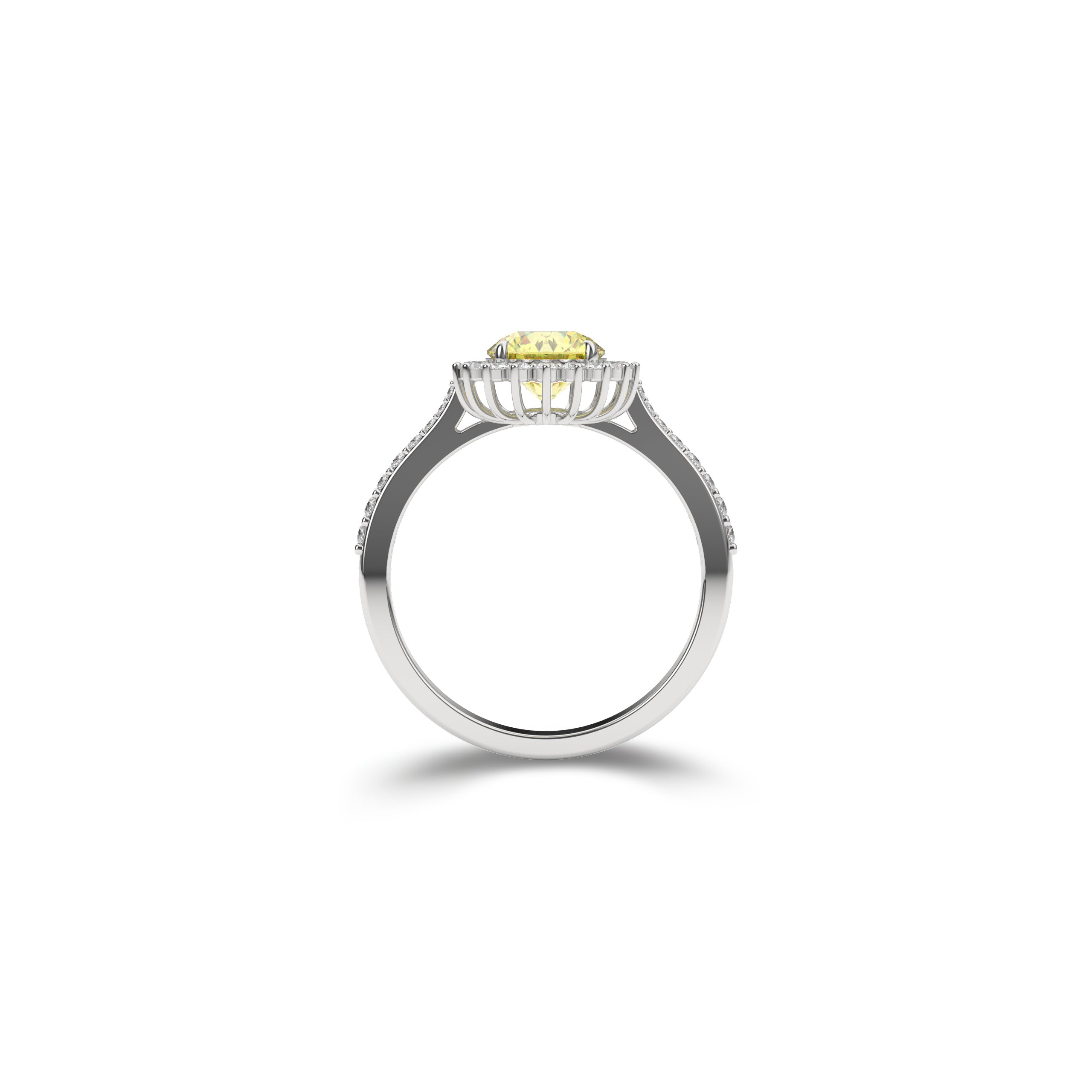 Icon Round Cut Yellow Diamond and White Diamond Engagement Ring