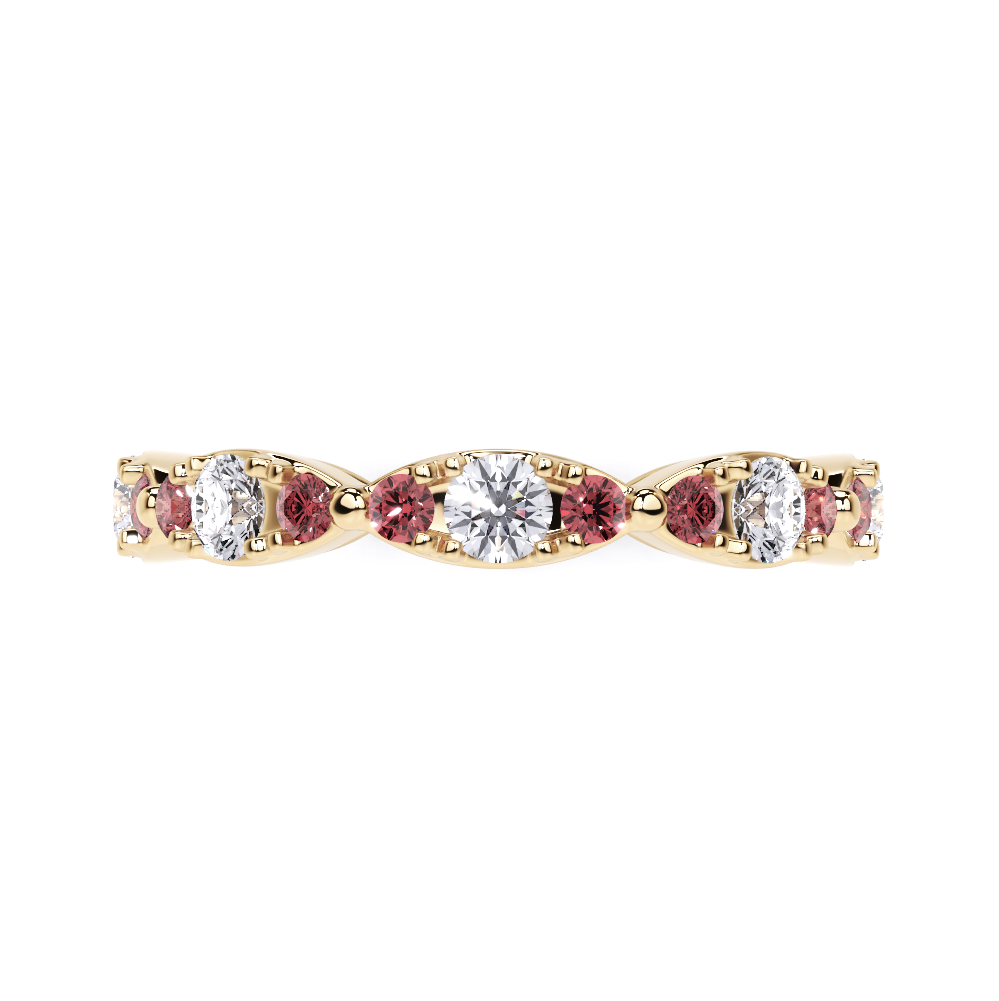 White Diamond and Ruby Navette Ring