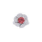 Fancy Flower Ruby Round Cut White  Diamond Ring