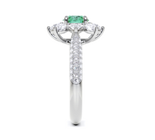 Emerald Round Cut and Diamond Ring