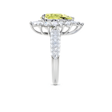 Yellow Pear Cut and Diamond Ring