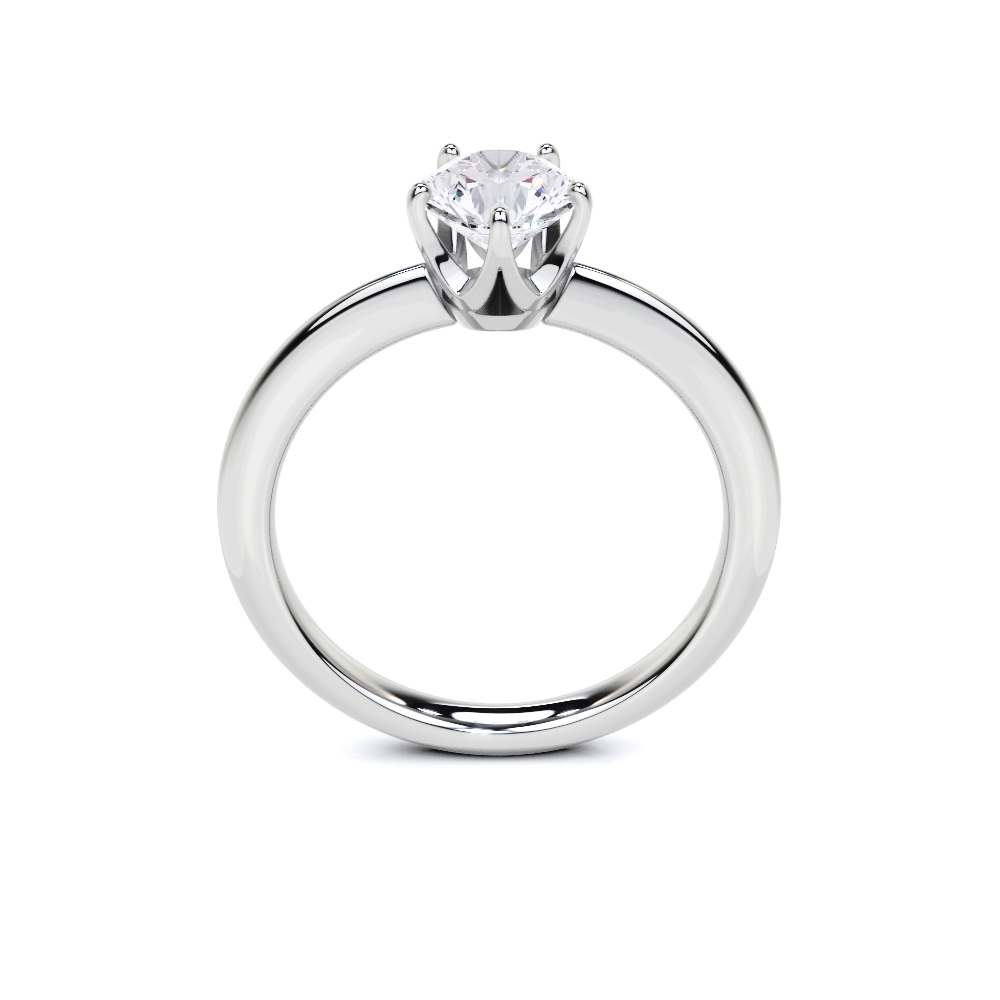 Solitare Round Cut Diamond Engagement Ring - 5 Prong