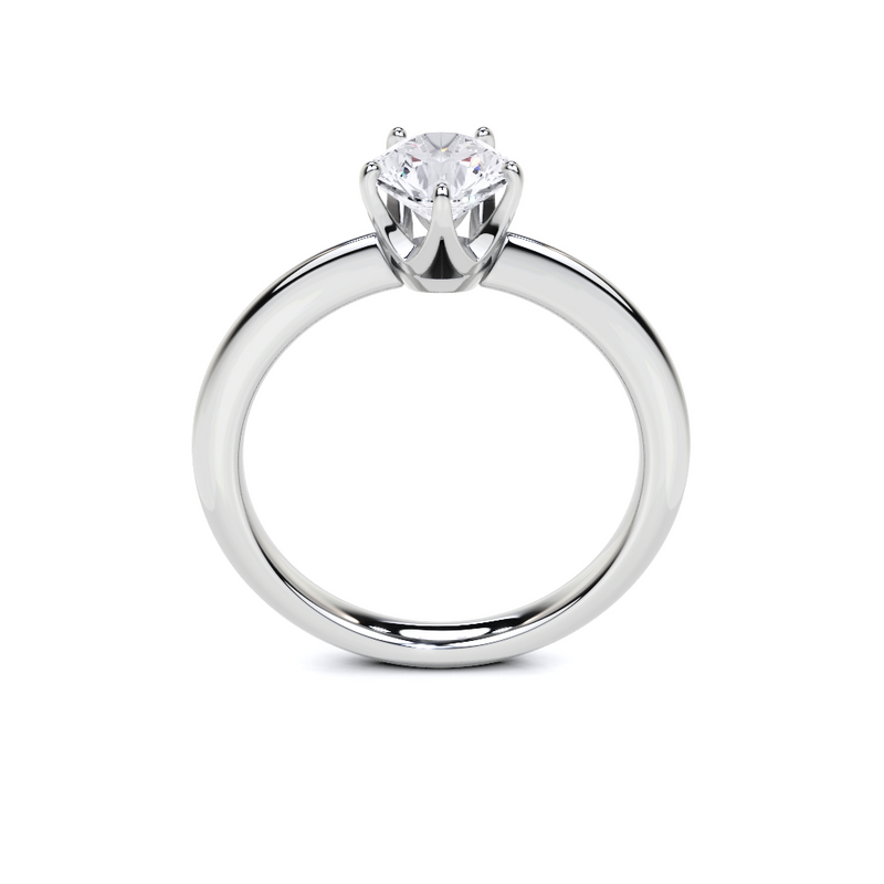 Solitare Round Cut Diamond Engagement Ring - 5 Prong