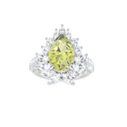 Yellow Pear Cut and Diamond Ring