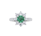 Emerald Round Cut and Diamond Ring