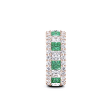 Emerald Princess Cut and White Diamond Ring