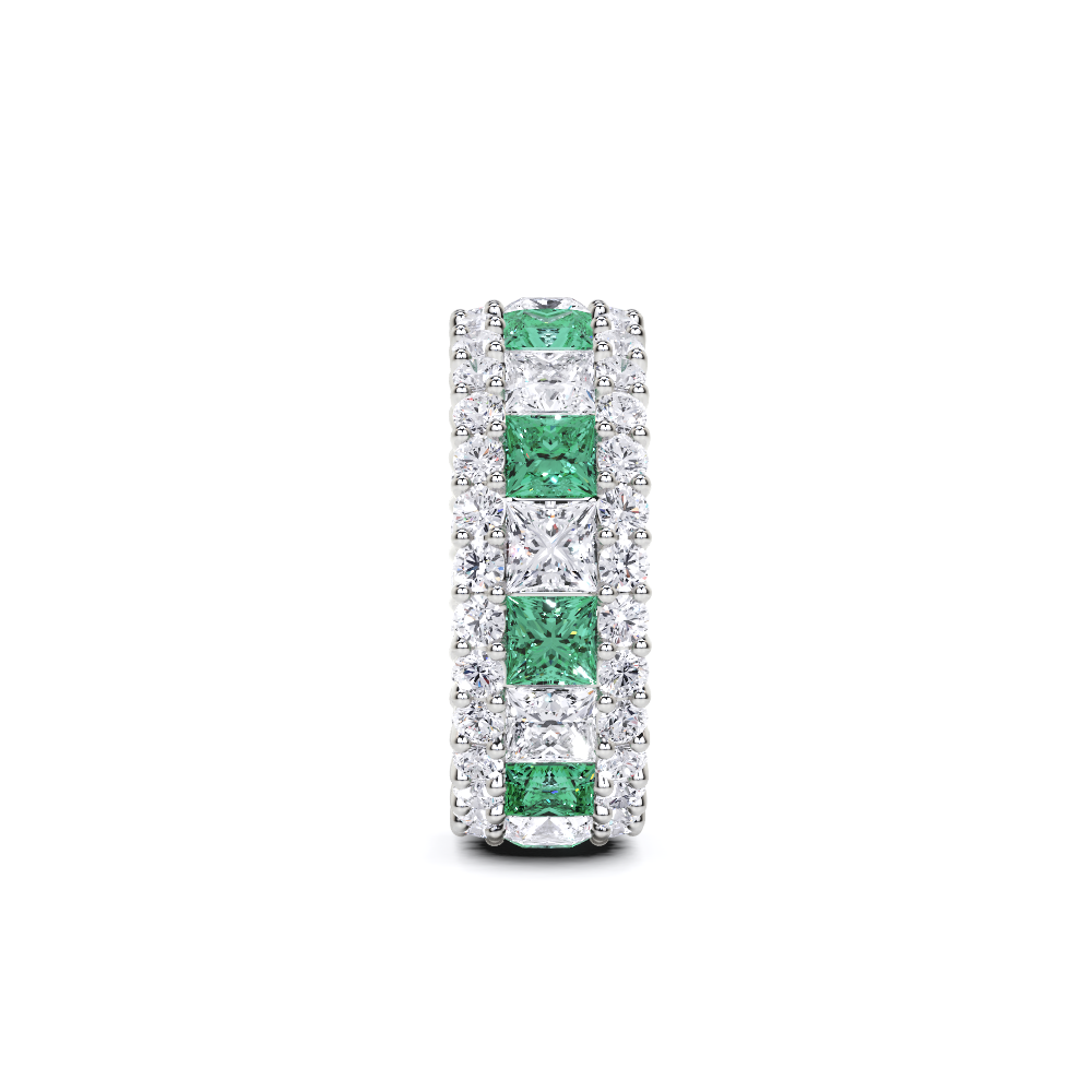 Emerald Princess Cut and White Diamond Ring