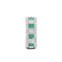 Emerald Princess Cut and White Diamond Ring