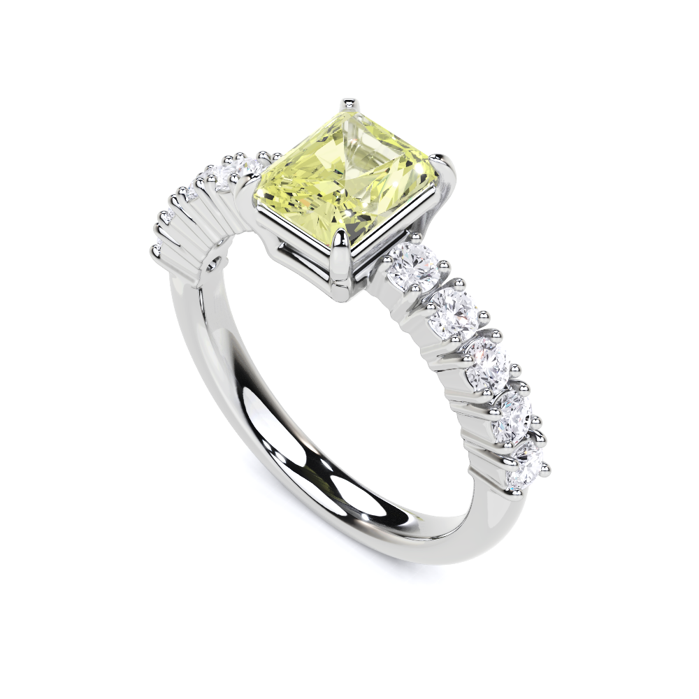 Fancy Yellow Radiant Cut Diamond Engagement Ring