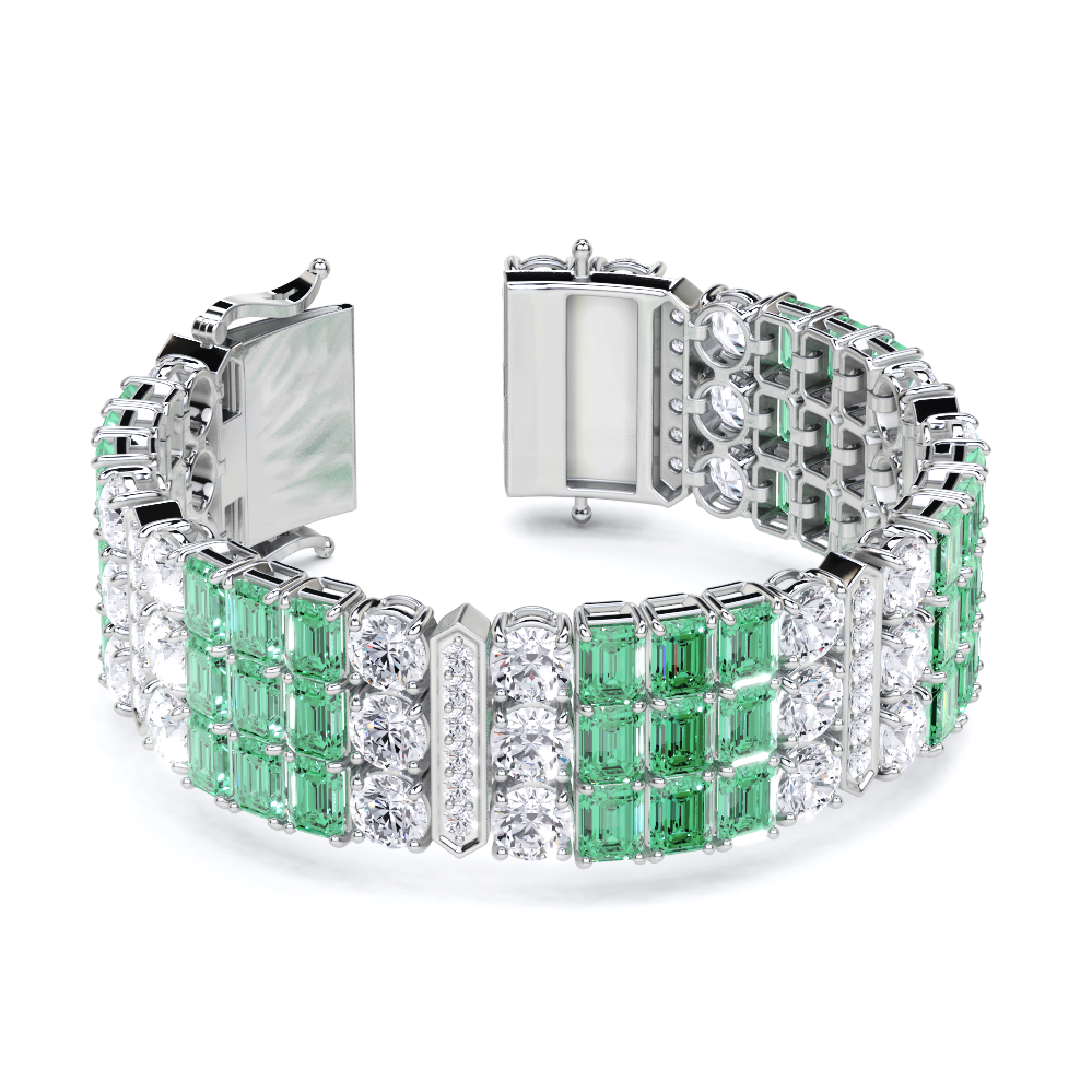 Emerald and White Diamond  High Jewellery Bracelet