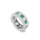 Emerald Princess Cut and White Diamond Ring