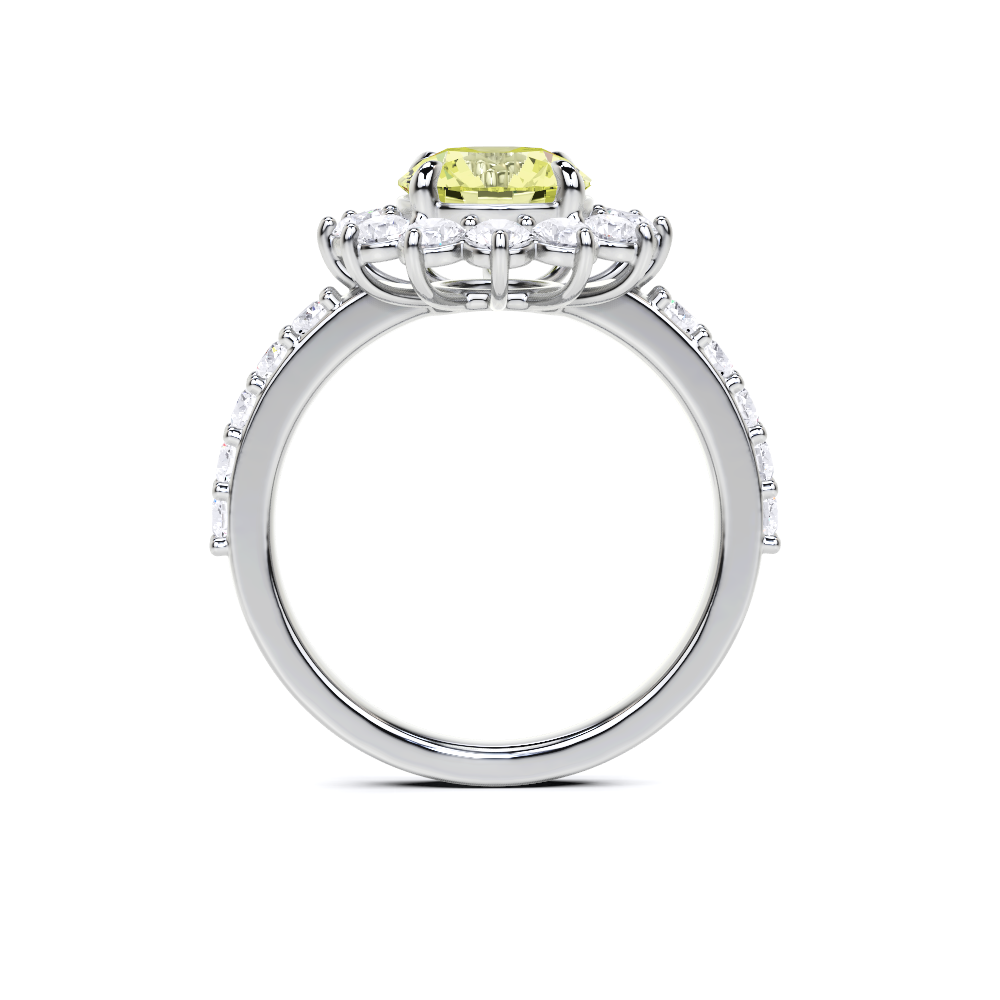 Yellow Classic Round Cut Diamond  Engagement Ring