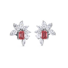 Emerald Cut Ruby and Marquis Diamond  High Jewellery Earrings