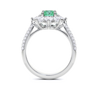 Emerald Round Cut and Diamond Ring