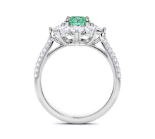 Emerald Round Cut and Diamond Ring