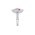 Fancy Flower Ruby Round Cut White  Diamond Ring