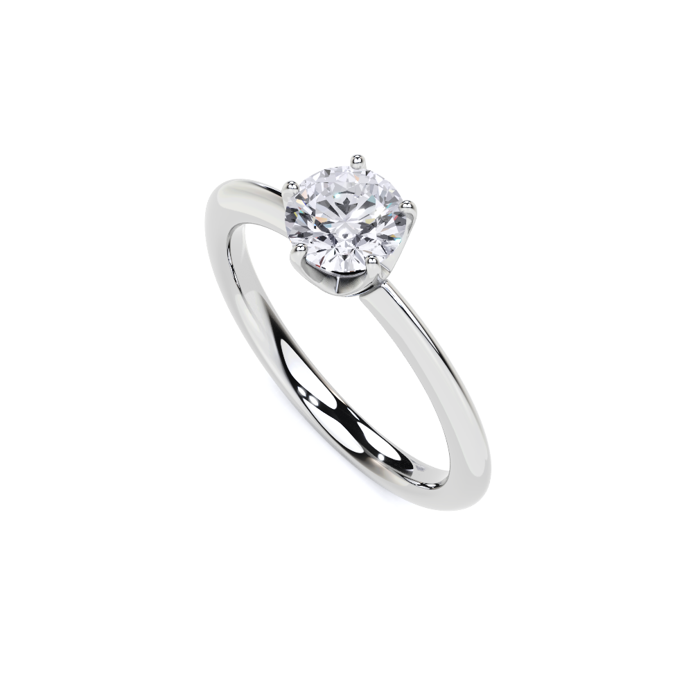 Solitare Round Cut Diamond Engagement Ring - 5 Prong