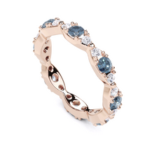 Aqua Blue and Diamond Navette Ring