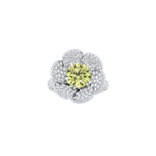 Fancy Flower Gelber Ring mit weißem Diamanten im Rundschliff