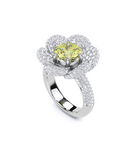 Fancy Flower Gelber Ring mit weißem Diamanten im Rundschliff