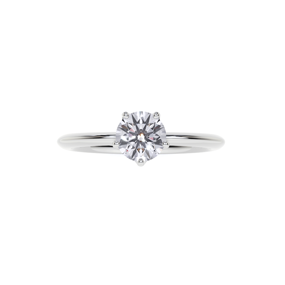 Solitare Round Cut Diamond Engagement Ring - 5 Prong