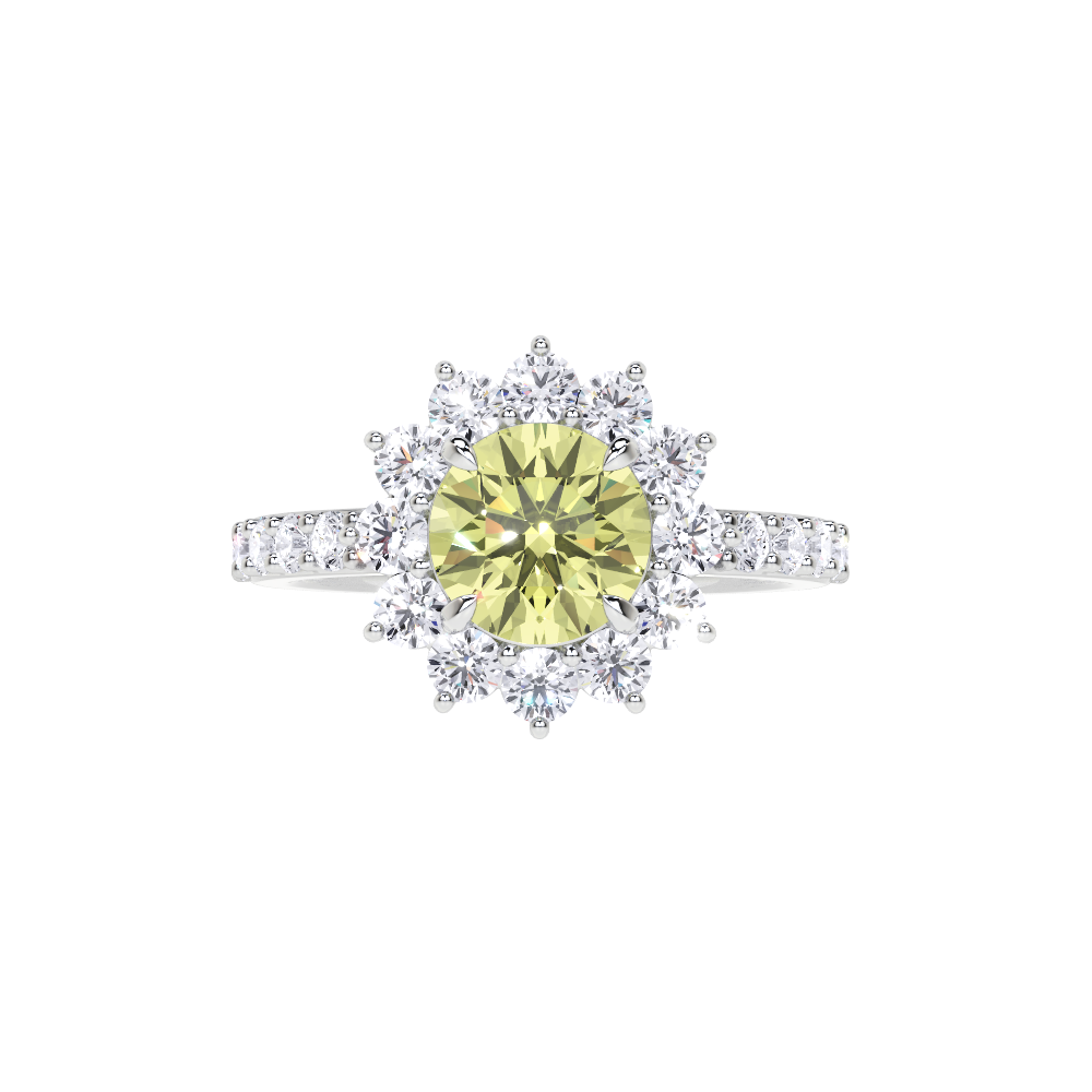 Yellow Classic Round Cut Diamond  Engagement Ring