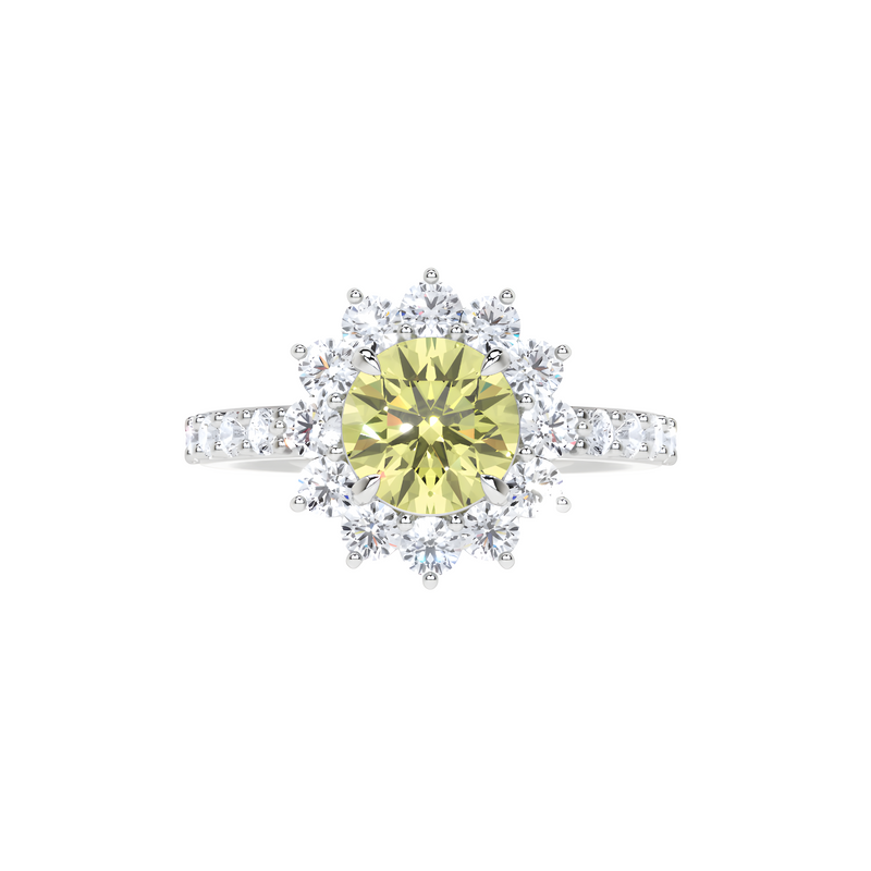 Yellow Classic Round Cut Diamond  Engagement Ring