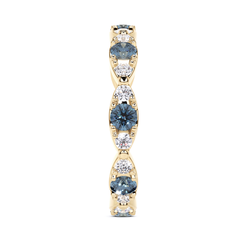 Aqua Blue and White Diamond Navette Ring