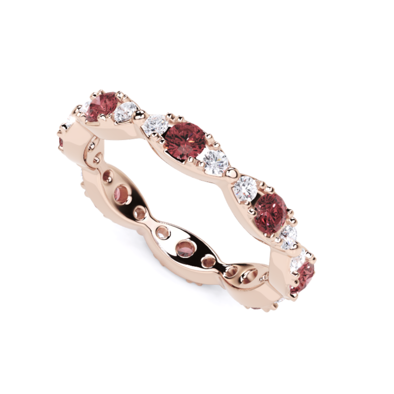 Ruby and White Diamond Navette Ring