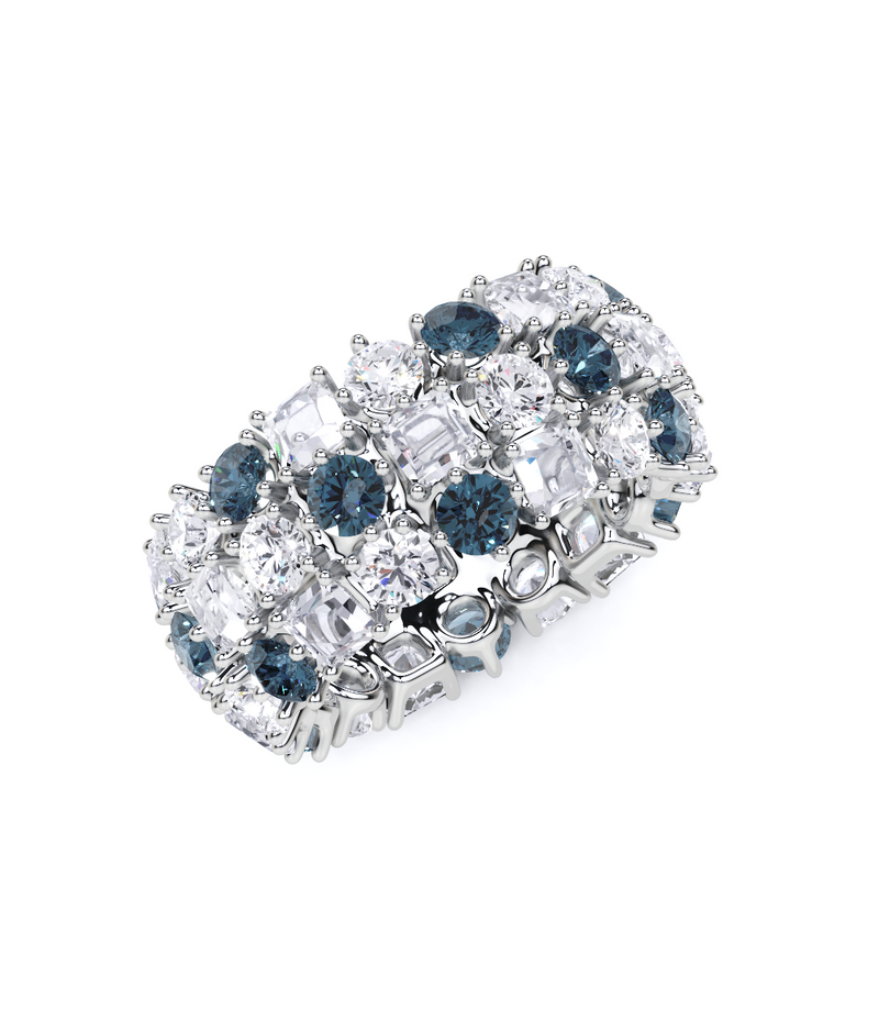 Classic Crown Sapphire and White Diamond Ring