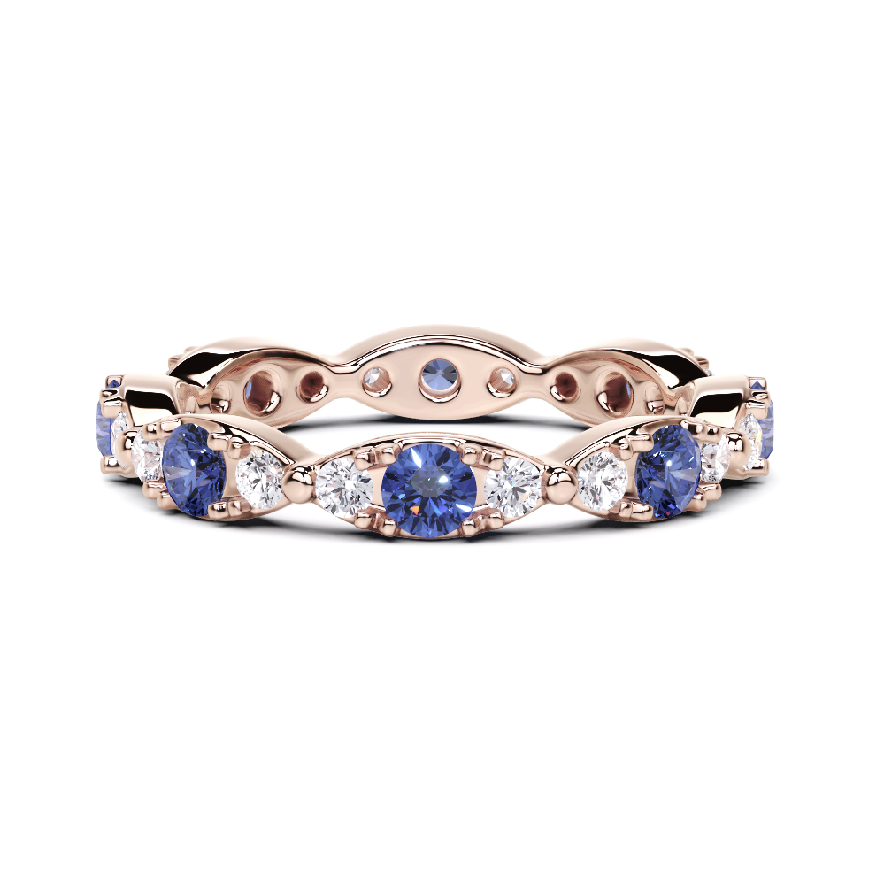 Sapphire and White Diamond Navette Ring