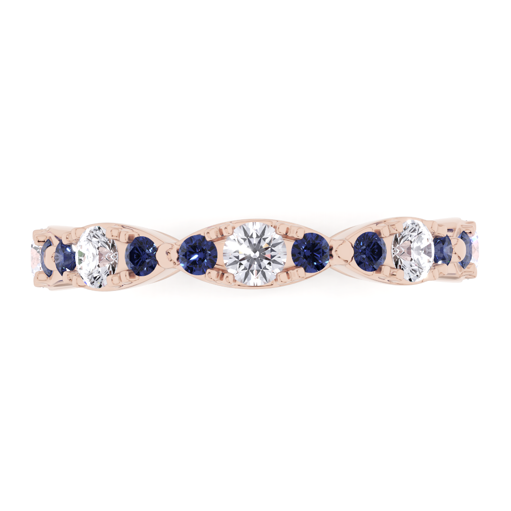 White Diamond and Sapphire Navette Ring