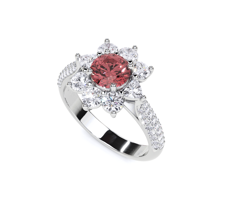 Ruby Round Cut and Diamond Ring