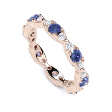 Sapphire and White Diamond Navette Ring