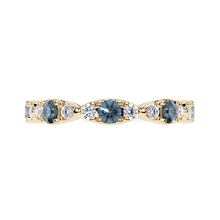 Aqua Blue and White Diamond Navette Ring