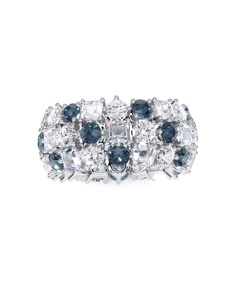 Classic Crown Sapphire and White Diamond Ring