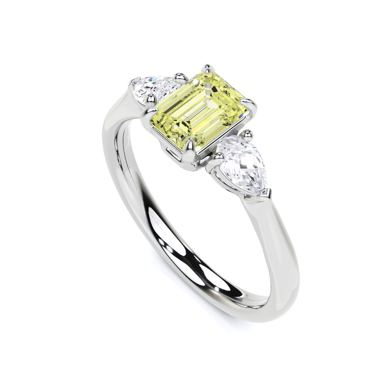 Fancy Yellow Emerald Cut Diamond  Engagement Ring