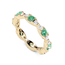 Emerald and White Diamond Navette Ring