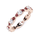 White Diamond and Ruby Navette Ring