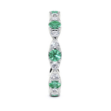 Emerald and White Diamond Navette Ring